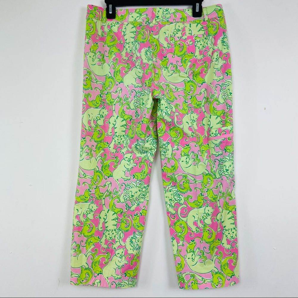 Lilly Pulitzer green lion fish wide leg capris. 8 - Picture 9 of 11